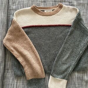 Women's Colorblock Sweater - Cream, Gray, Tan